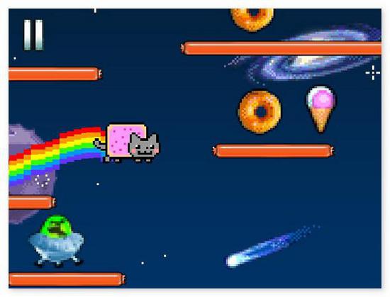 Нян Кэт в Космосе бродилка прыгать с котом Nyan Cat Lost in Space играть бесплатно