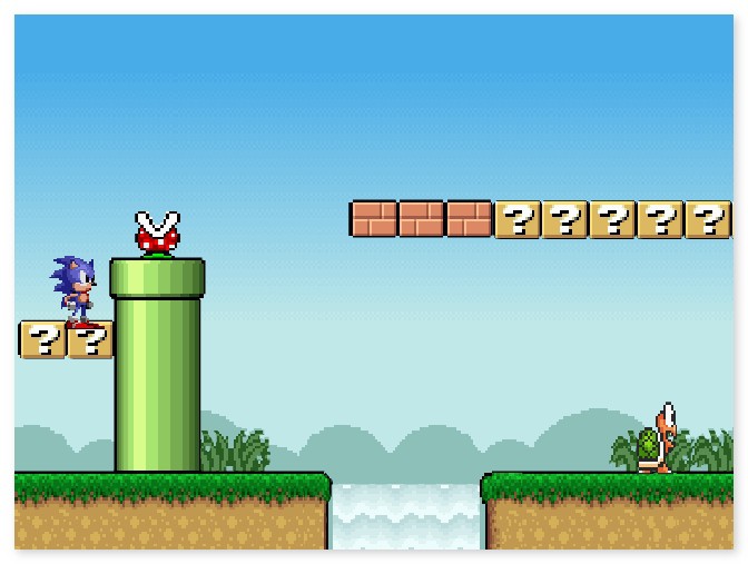 Соник потерялся в мире Супер Марио Sonic Lost In Mario World играть бесплатно